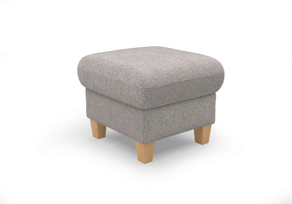 HOCKER GLENDALE E Chenille Silberfarben  - Eichefarben/Silberfarben, KONVENTIONELL, Holz/Textil (58/48/58cm) - Sit & More