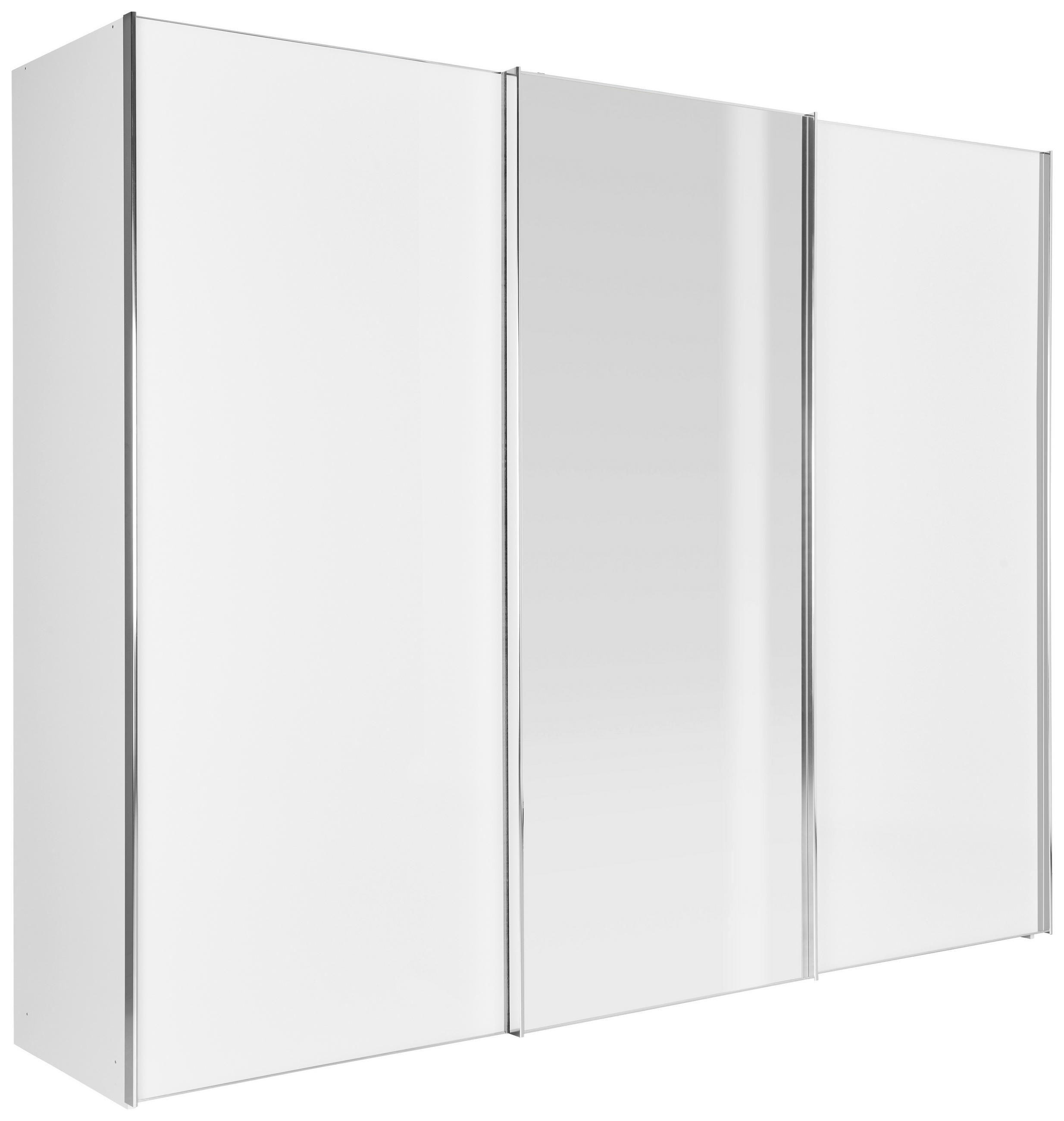 SCHWEBETÜRENSCHRANK 280/222/68 cm 3-türig Weiß  - Chromfarben/Weiß, KONVENTIONELL, Glas/Holzwerkstoff (280/222/68cm) - Moderano