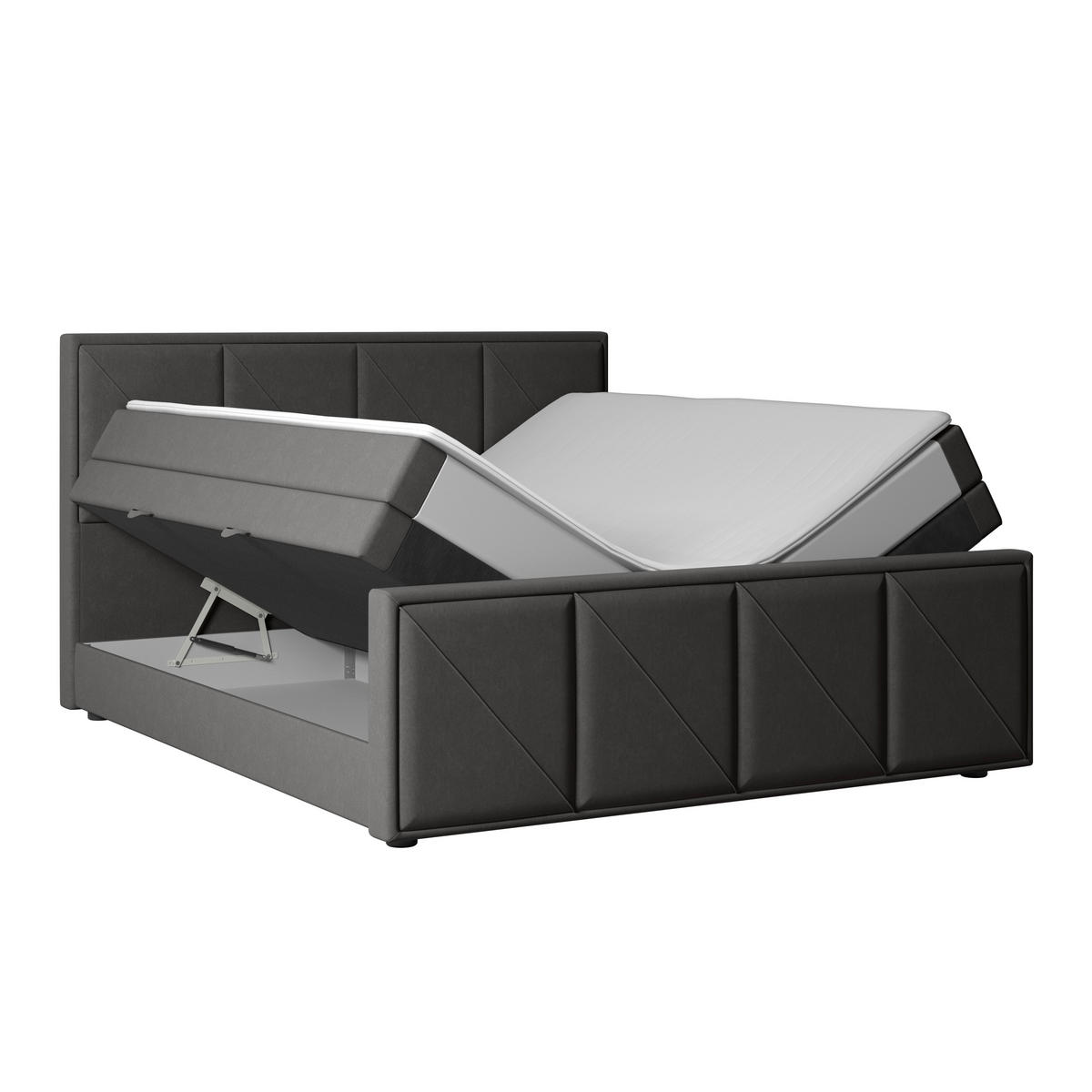 POSTELJA BOXSPRING 180 cm   x 200 cm  , kovina, umetna masa, tekstil, karton, leseni material antracit  - črna/antracit, Moderno, kovina/umetna masa (180/200cm) - MID.YOU