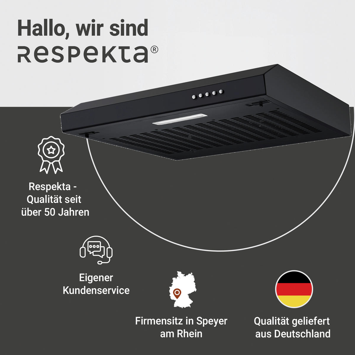DUNSTABZUGSHAUBE CH600SC-19  - Schwarz, Trend, Metall (60/8/46,5cm) - Respekta