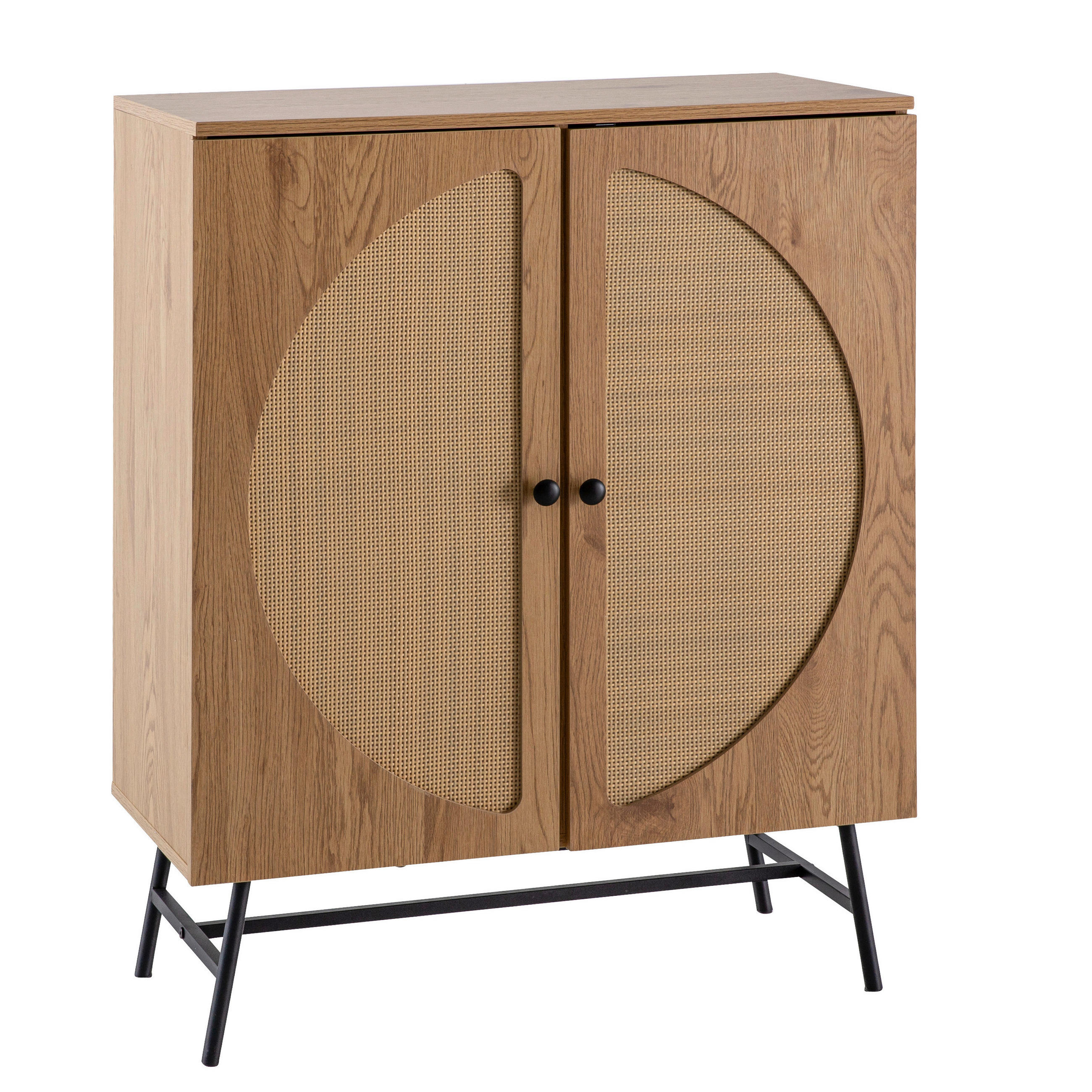 SIDEBOARD 80/103/39 cm  in Eichefarben  - Eichefarben/Schwarz, Design, Holzwerkstoff/Metall (80/103/39cm) - MID.YOU