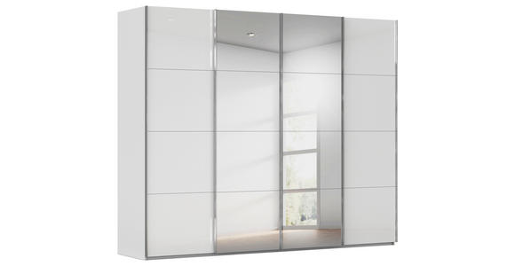 SCHWEBETÜRENSCHRANK  in Weiß, Seidengrau  - Chromfarben/Seidengrau, Design, Glas/Holzwerkstoff (271/235/68cm) - Novel