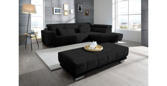 ECKSOFA in Mikrofaser Graphitfarben  - Chromfarben/Graphitfarben, Design, Textil/Metall (301/207cm) - Xora