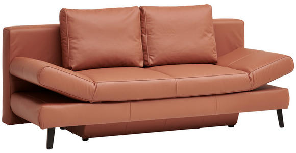 SCHLAFSOFA in Echtleder Braun  - Schwarz/Braun, Design, Leder/Metall (200/85/90cm) - Novel