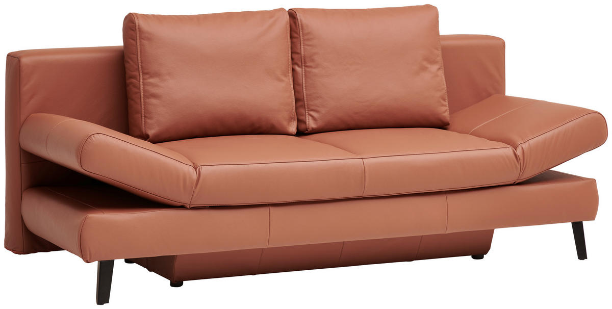 SCHLAFSOFA in Echtleder Braun  - Schwarz/Braun, Design, Leder/Metall (200/85/90cm) - Novel