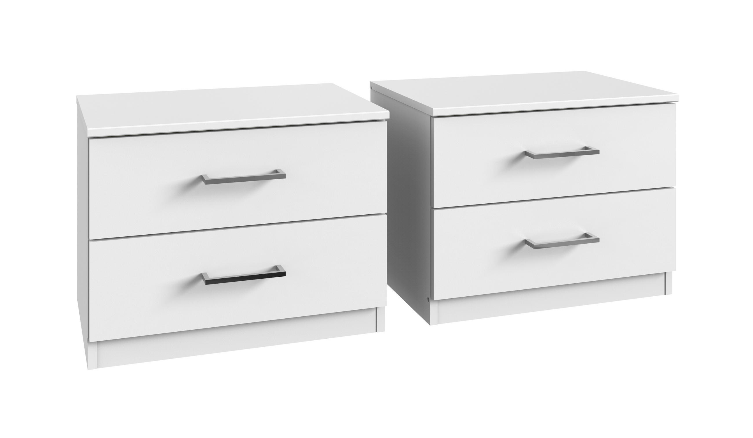 ÉJJELISZEKRÉNY SZETT Fehér - Króm/Fehér, Design, Faalapú anyag/Műanyag (52/40/38cm) - Ti'me