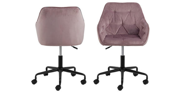 DREHSTUHL in Samt Rosa, Schwarz - Schwarz/Rosa, Trend, Textil/Metall (59/92/58,5cm) - Carryhome