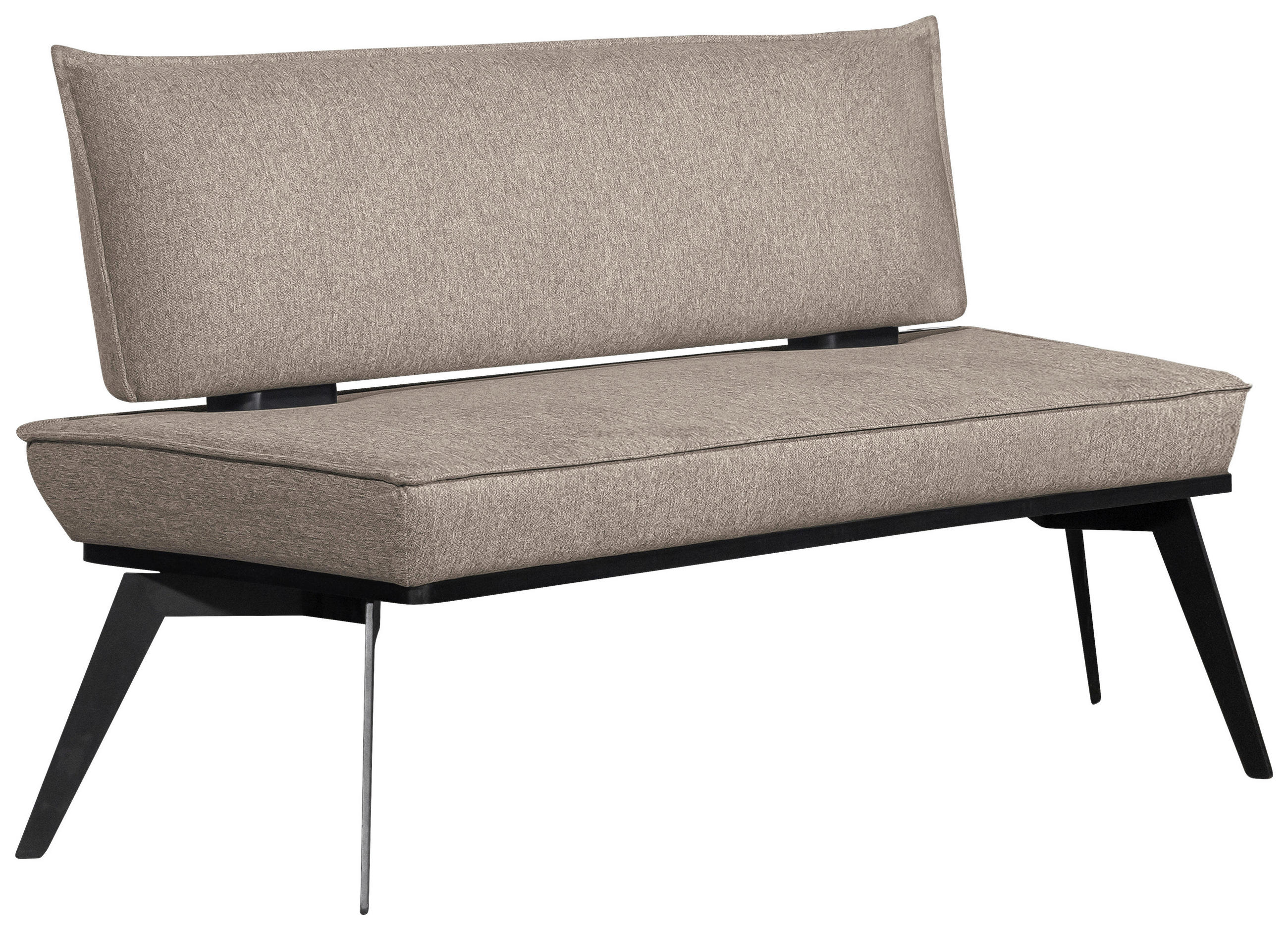 SITZBANK 153/90/65 cm Webstoff Schwarz, Taupe Buche massiv  - Taupe/Schwarz, Basics, Holz/Textil (153/90/65cm) - Carryhome