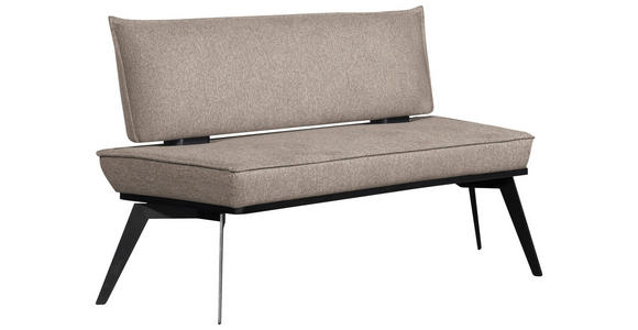 SITZBANK 153/90/65 cm Webstoff Schwarz, Taupe Buche massiv - Taupe/Schwarz, Basics, Holz/Textil (153/90/65cm) - Carryhome