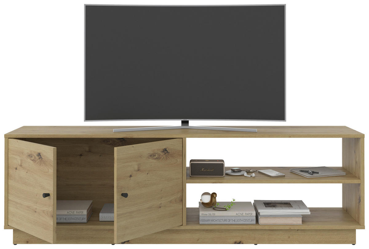 COMODĂ TV 161/50/33,5 cm  - stejar Artisan/antracit, Basics, plastic/material pe bază de lemn (161/50/33,5cm) - Boxxx