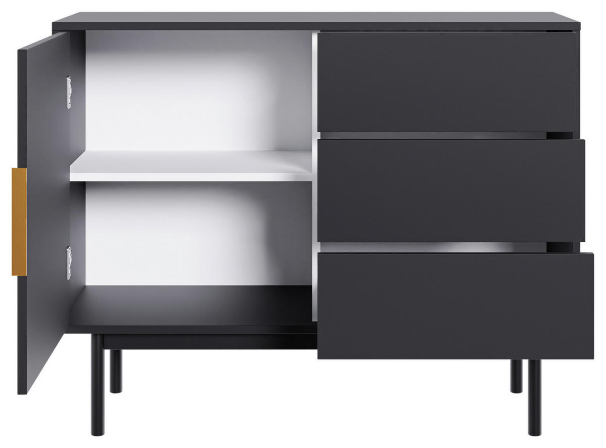 KOMMODE Viva  in 104/82/39 cm  - Goldfarben/Schwarz, Design, Holzwerkstoff/Metall (104/82/39cm) - Xora