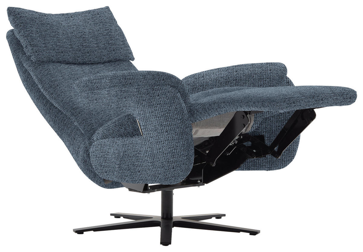 FERNSEHSESSEL in Struktur Blau  - Blau/Schwarz, Modern, Textil/Metall (73/113-117/85cm) - Cantus
