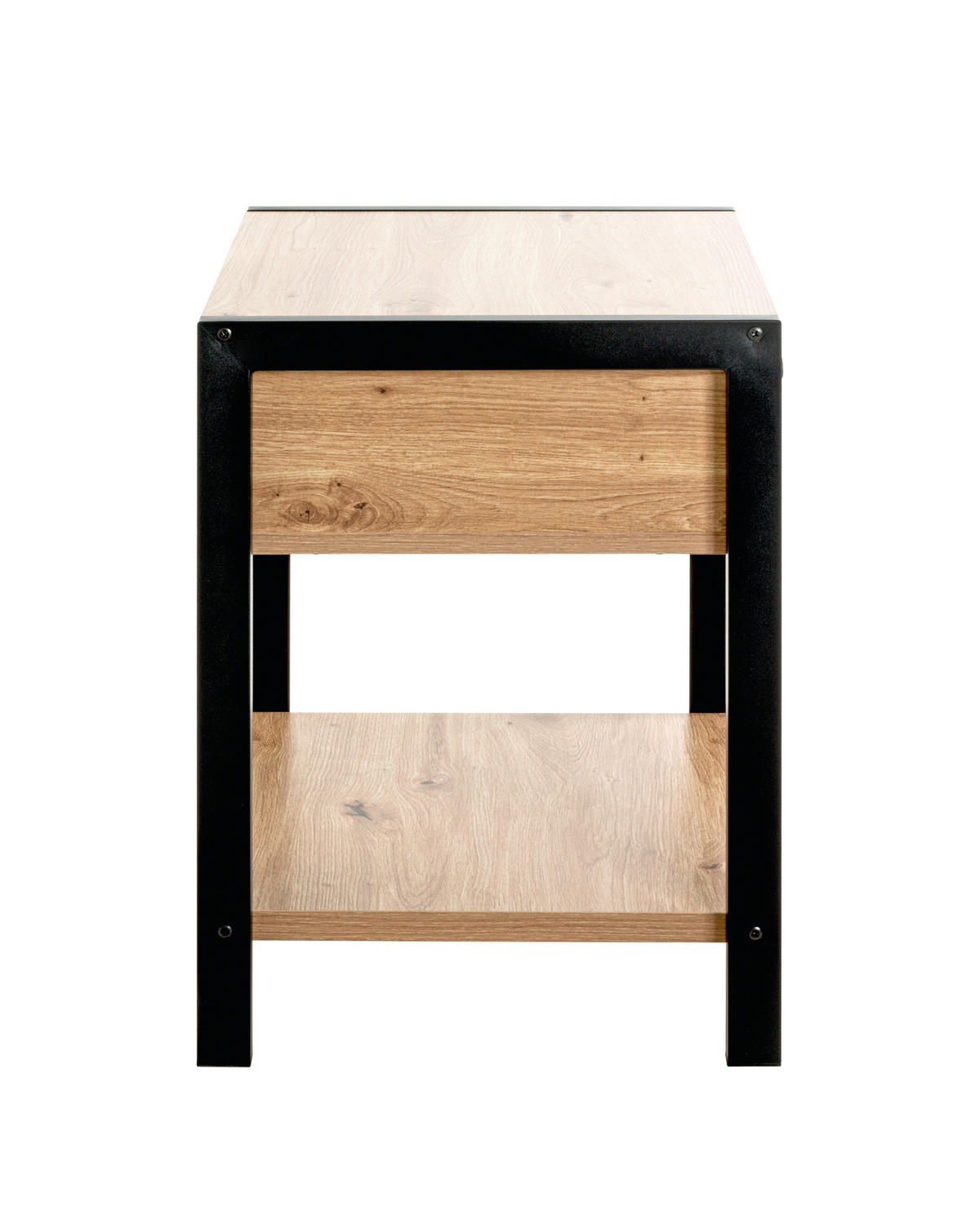 BEISTELLTISCH 48/43/60 cm Schwarz, Eichefarben quadratisch  - Eichefarben/Schwarz, Design, Holzwerkstoff/Metall (48/43/60cm)