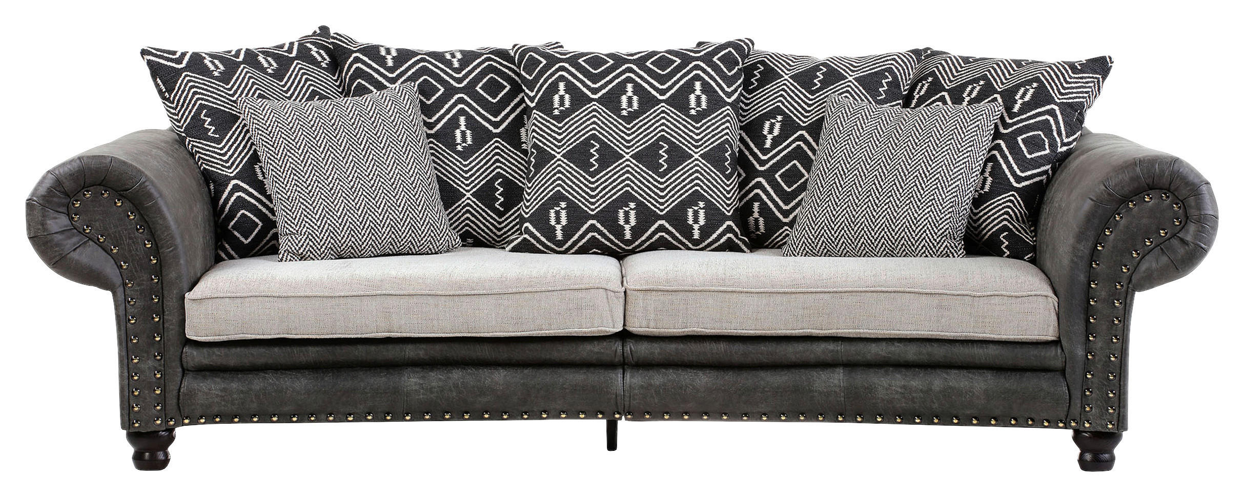 MEGA SOFFA i mikrofiber mörkgrå  - mörkgrå/ljusgrå, Romantik / Lanthus, textil (276/81/140cm) - Landscape