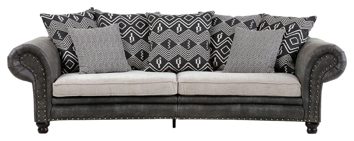 MEGA SOFFA i mikrofiber mörkgrå  - mörkgrå/ljusgrå, Romantik / Lanthus, textil (276/81/140cm) - Landscape