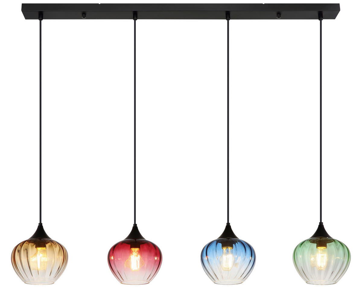 HÄNGELEUCHTE 111/18/120 cm    - Klar/Schwarz, Basics, Glas/Textil (111/18/120cm) - Globo