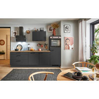 KÜCHENLEERBLOCK PN 80 260 cm  in Graphitfarben, Eichefarben  - Eichefarben/Schwarz, Design, Holzwerkstoff/Metall (260cm) - Pino