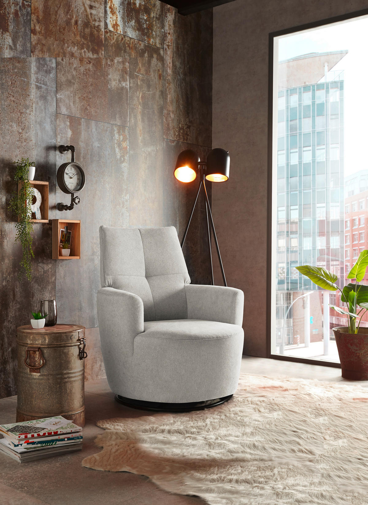 SESSEL Webstoff Hellgrau    - Hellgrau/Schwarz, Design, Textil/Metall (80/96/88cm) - SetOne by Musterring