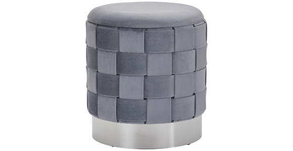 HOCKER in Metall, Textil Grau  - Grau Hochglanz/Grau, LIFESTYLE, Textil/Metall (38/42/38cm) - Xora