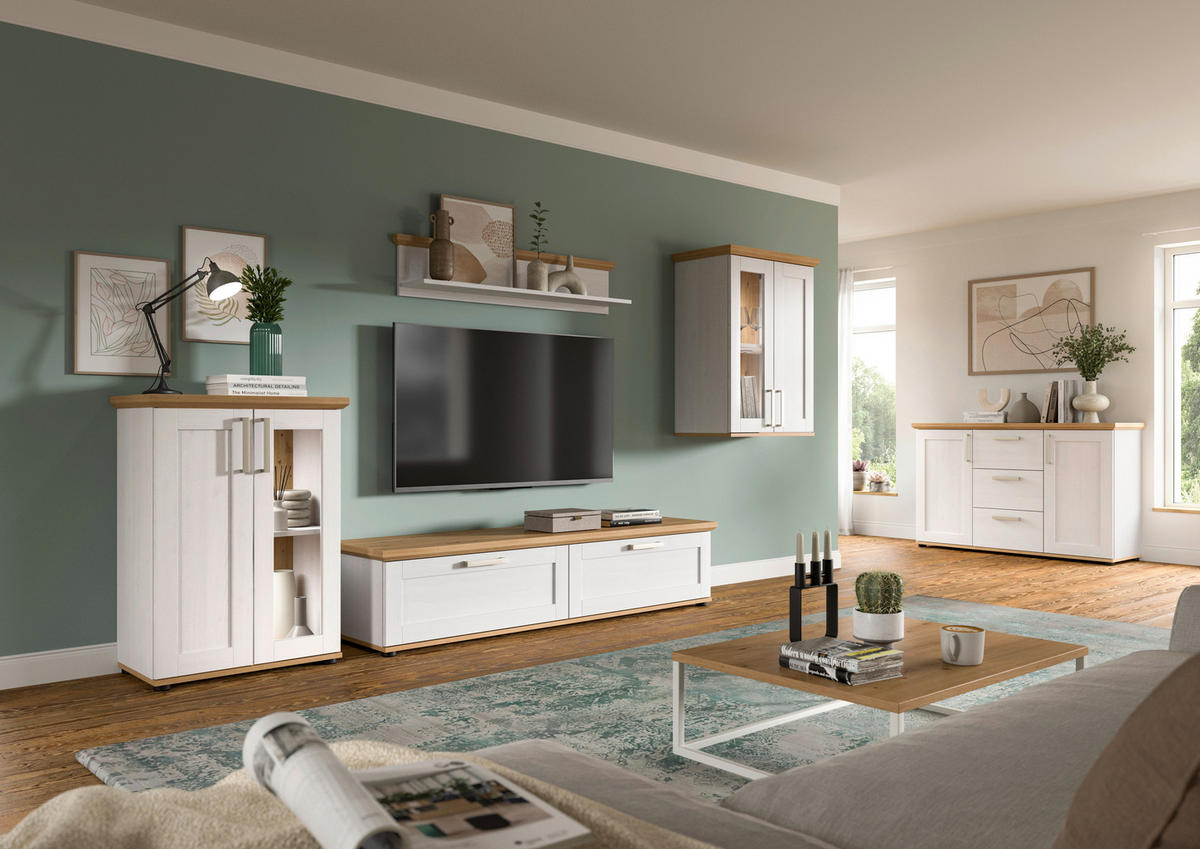 VITRINE  in Lärchefarben, Eiche Artisan  - Silberfarben/Lärchefarben, Design, Holzwerkstoff/Kunststoff (64/88/37cm) - Livetastic