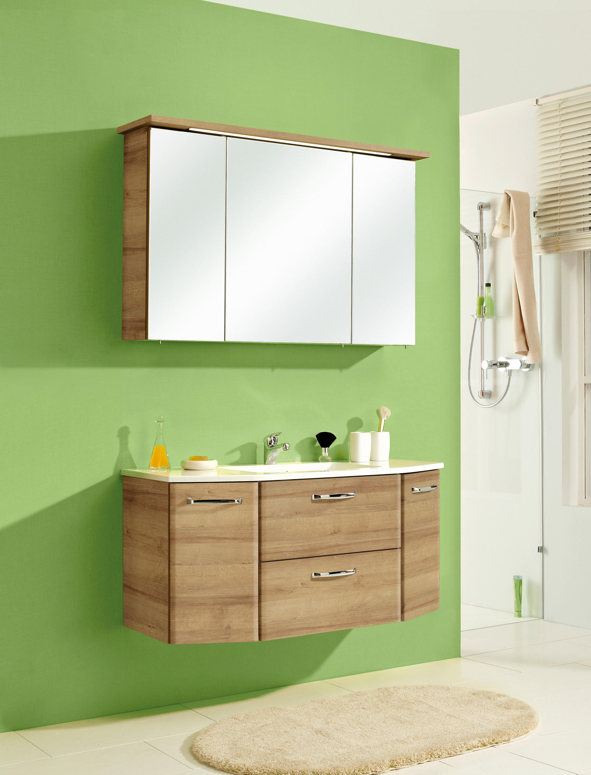 BADEZIMMER 3-teilig  in 115 cm  - Chromfarben/Eichefarben, KONVENTIONELL, Holzwerkstoff/Stein (115cm) - Pelipal