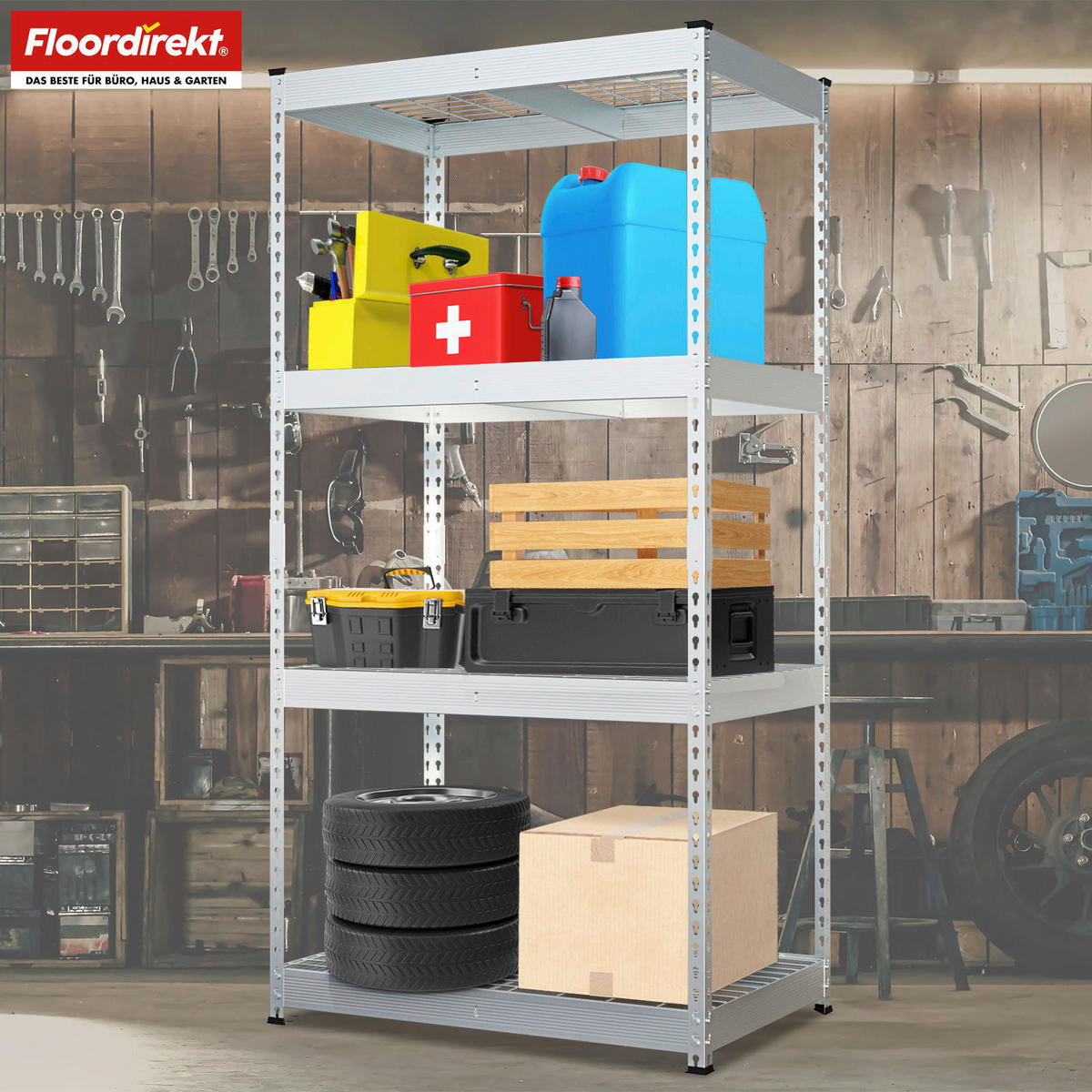 SCHWERLASTREGAL 90/180/60 cm  - Zinkfarben, Basics, Metall (90/180/60cm) - Floordirekt