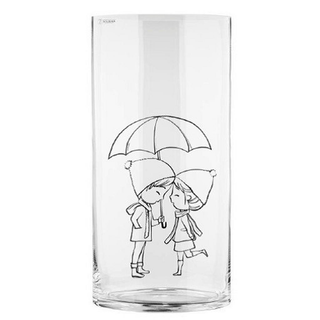 Vase Valentin Zylindrisch Glas Klar/schwarz H: 20 Cm