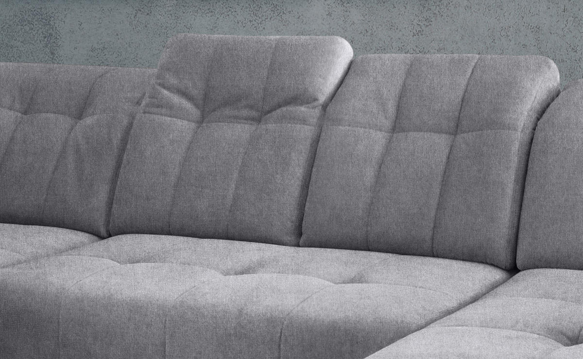 SALON PANORAMIQUE in Mikrofaser Hellgrau  - gris clair/noir, Modern, textile/métal (200/337/180cm) - Livetastic