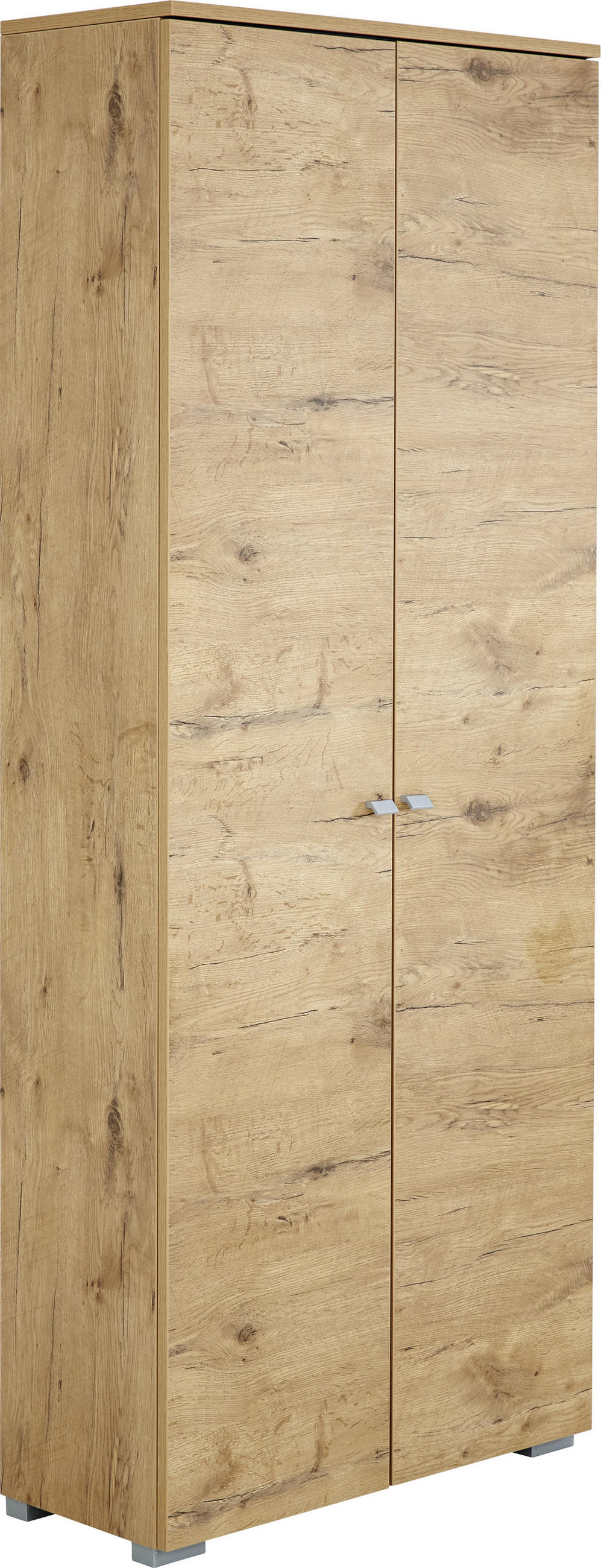 GARDEROBENSCHRANK  in 80/200/34 cm  - Eichefarben/Silberfarben, Design, Holzwerkstoff/Metall (80/200/34cm) - Moderano