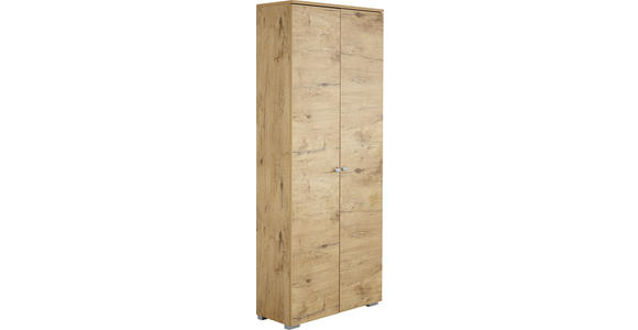 GARDEROBENSCHRANK 80/200/34 cm - Eichefarben/Silberfarben, Design, Holzwerkstoff/Metall (80/200/34cm) - Moderano