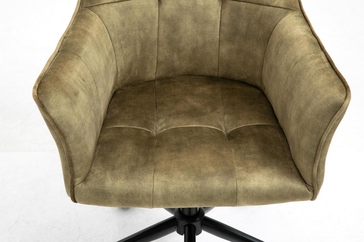 DREHSTUHL  in Samt Olivgrün  - Schwarz/Olivgrün, MODERN, Kunststoff/Textil (60/90/61cm) - MID.YOU