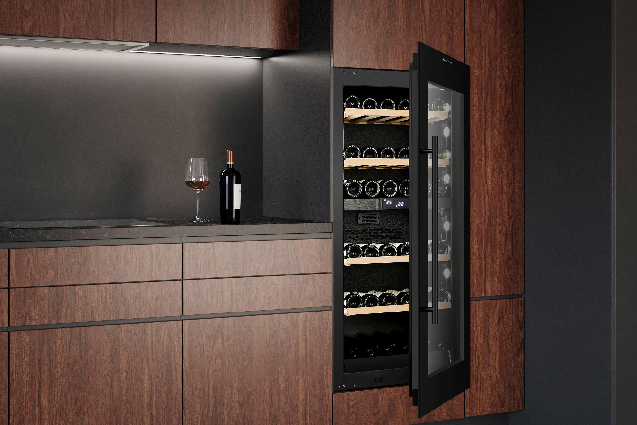 WEINKÜHLSCHRANK 7808,6845  - Schwarz, Basics, Glas/Holz (59.50/57.10/127.10cm) - Trisa Electronics