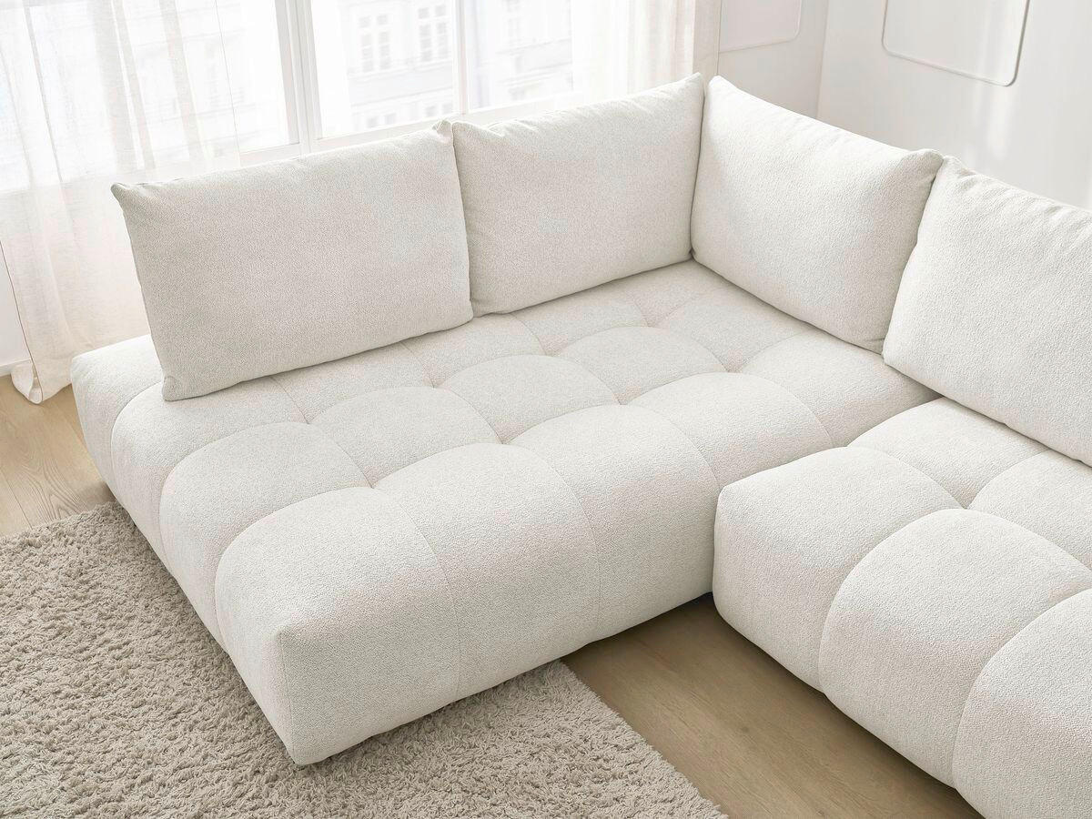 ECKSCHLAFSOFA EVEREST  mit Rücken echt, Armteil links, Armteil rechts Flachgewebe Weiß  - Schwarz/Weiß, MODERN, Kunststoff/Textil (320/212cm)