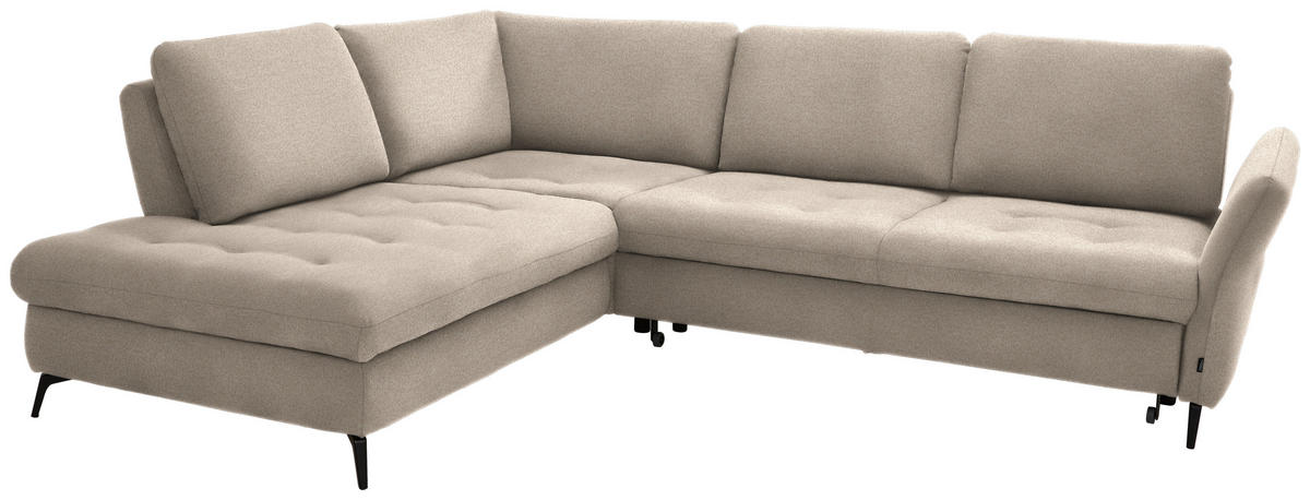 ECKSOFA in Bouclé Beige  - Beige/Schwarz, Natur, Textil/Metall (233/288cm) - Valnatura