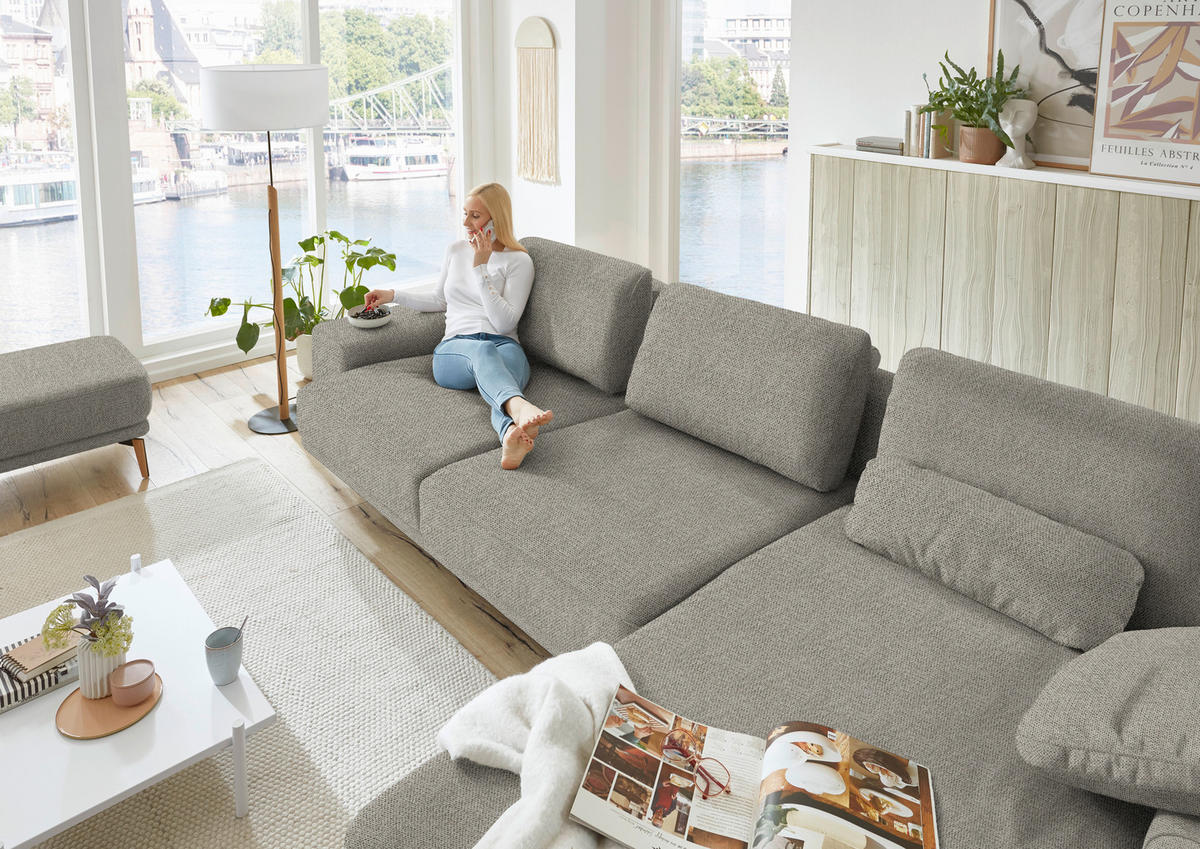 ECKSOFA in Flachgewebe Braun, Grün  - Wildeiche/Braun, Design, Holz/Textil (334/193cm) - Niels Andersson