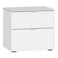 NACHTTISCH 45/42/43 cm  in Weiss  - Weiss/Edelstahlfarben, Design, Glas/Holzwerkstoff (45/42/43cm) - Jutzler