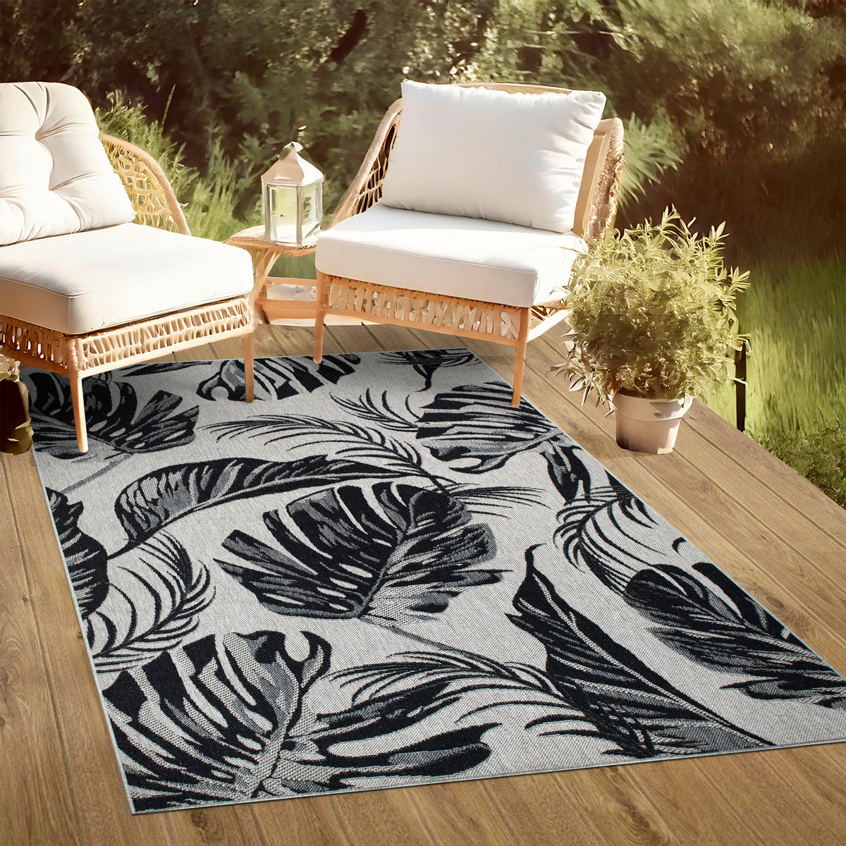 OUTDOORTEPPICH 80/150 cm Grau, Schwarz  - Schwarz/Grau, Design, Kunststoff (80/150cm) - Novel