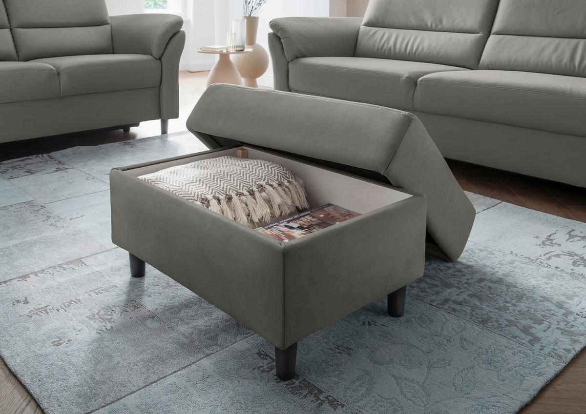 HOCKER in Textil Grau  - Schwarz/Grau, Modern, Holz/Textil (76/46/55cm) - Livetastic