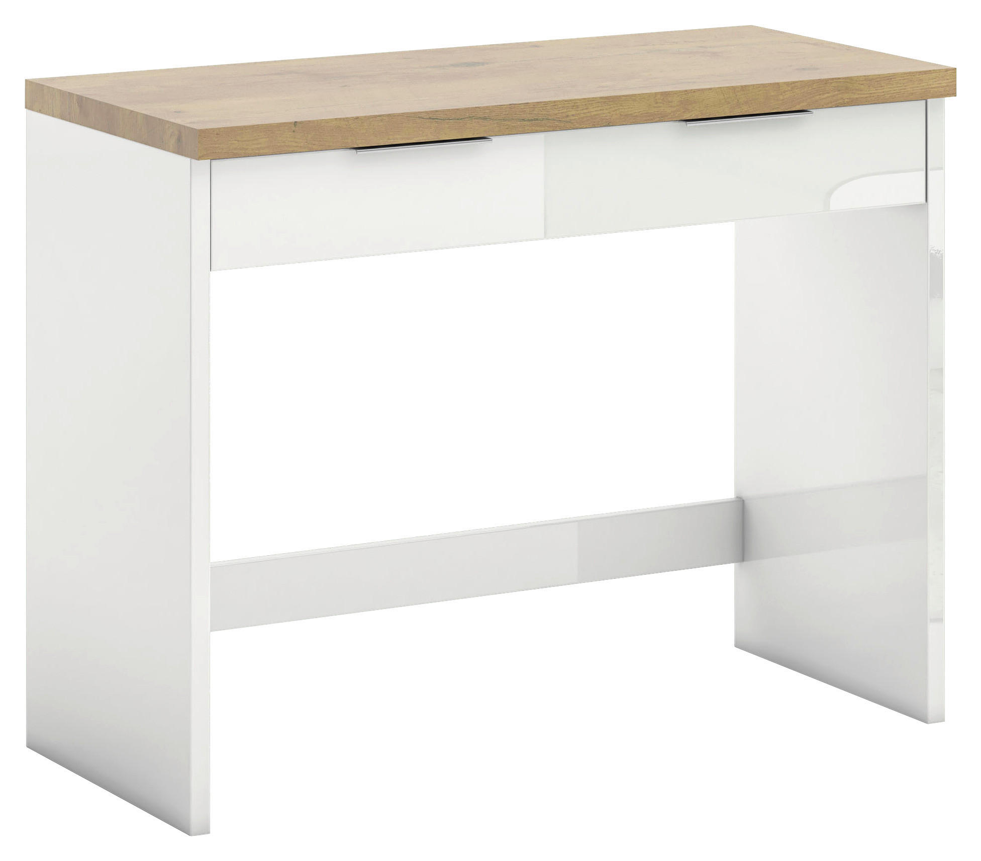 KONSOLENTISCH Weiß, Eichefarben - Eichefarben/Alufarben, Design, Holzwerkstoff/Metall (104,3/45/79,7cm) - Xora