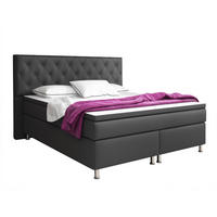 BOXSPRINGBETT 180/200 cm  in Anthrazit  - Anthrazit/Silberfarben, KONVENTIONELL, Textil/Metall (180/200cm) - MID.YOU