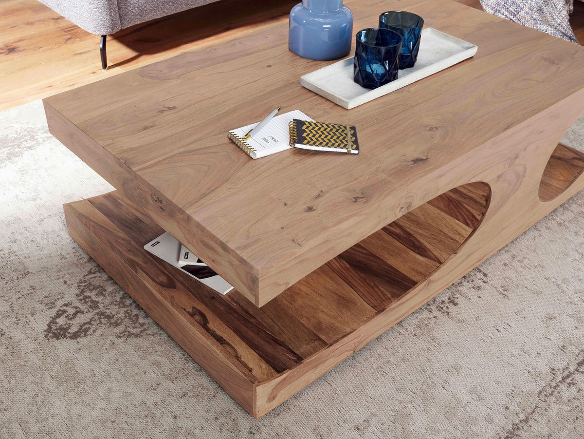 COUCHTISCH Akazie massiv 118/70/38 cm rechteckig Akaziefarben  - Akaziefarben, Design, Holz (118/70/38cm) - MID.YOU