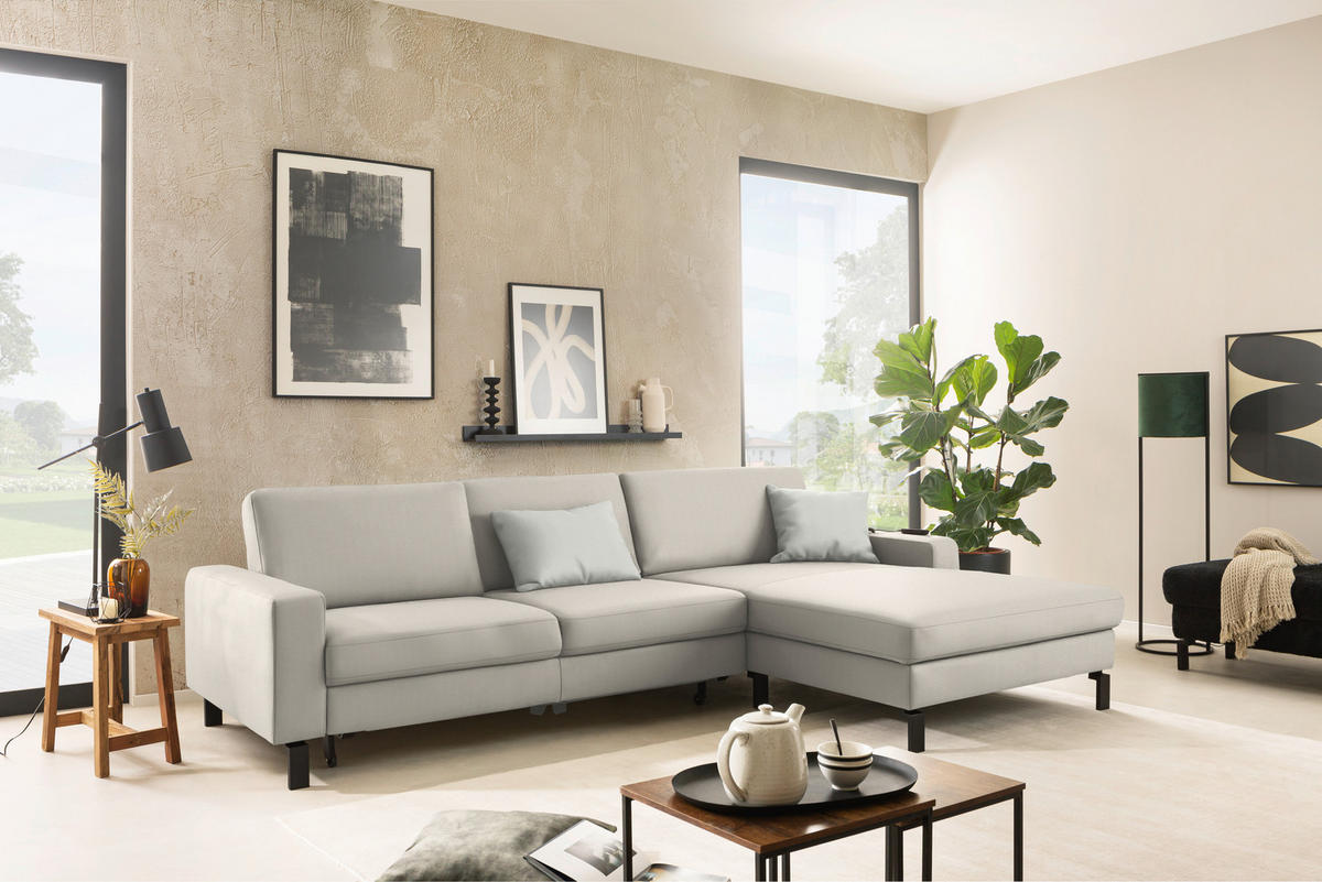 ECKSOFA Cord Naturfarben  - Schwarz/Naturfarben, Design, Textil/Metall (298/185cm) - Pure Home Lifestyle