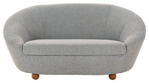 2-SITZER-SOFA Webstoff Grau, Hellblau  - Eichefarben/Grau, Design, Holz/Textil (178/82/114cm) - LOOKS by W.Joop