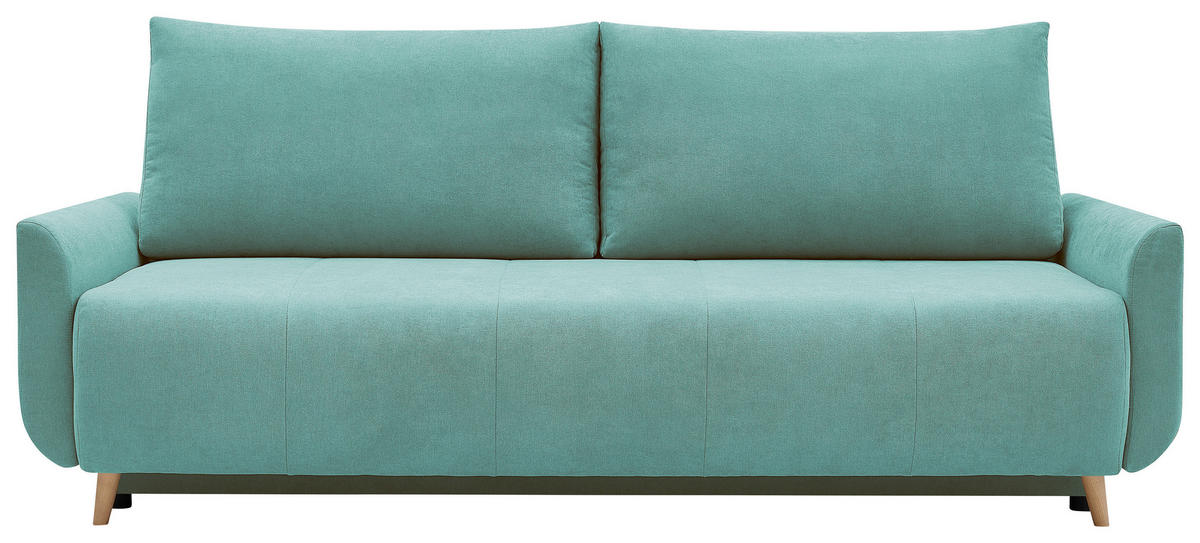 SCHLAFSOFA DUO Mikrofaser Mintgrün  inkl. Rückenkissen, Bettkasten, Schlaffunktion, Rücken echt  - Naturfarben/Mintgrün, Design, Textil (218/90/110cm) - P & B
