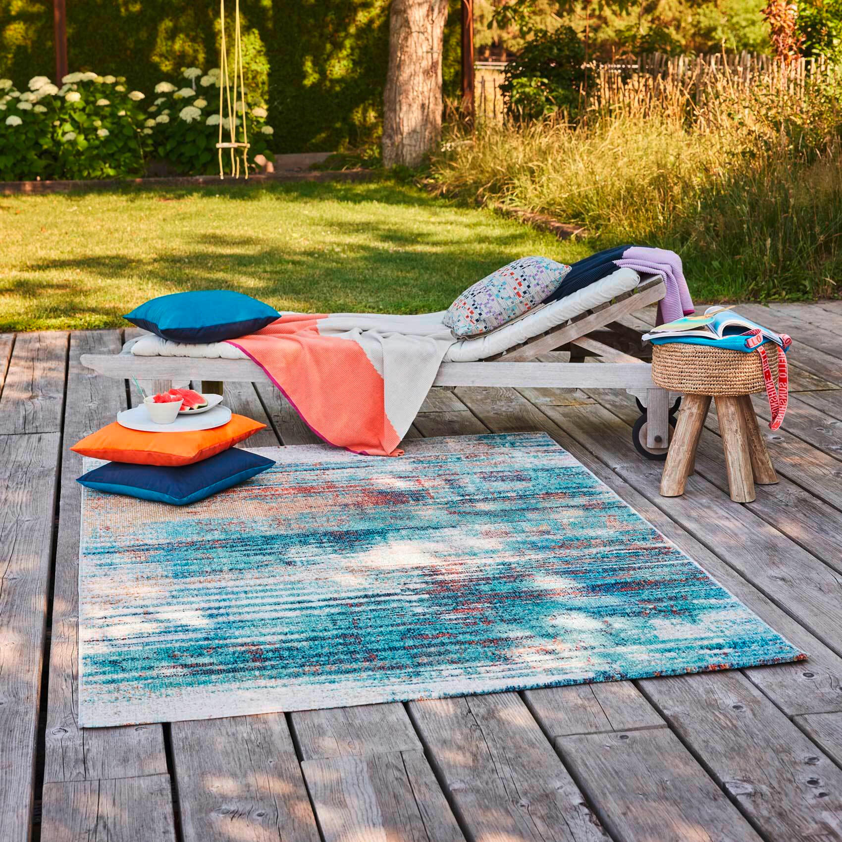 OUTDOORTEPPICH 80/150 cm Elouisa Creme, Orange, Türkis  - Türkis/Creme, Design, Textil (80/150cm) - Esprit