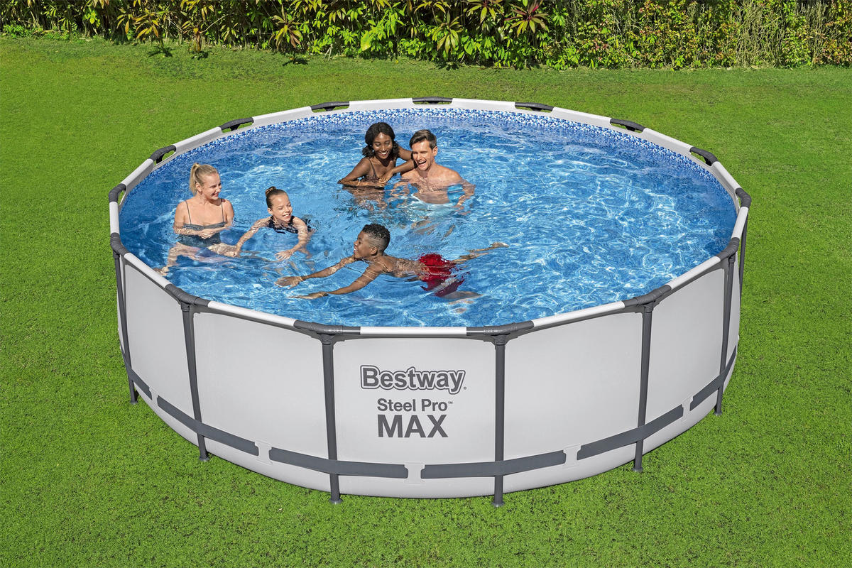 POOL SET STEEL PRO MAX 56438GS 457/122 cm  - Blau/Grau, KONVENTIONELL, Kunststoff/Metall (457/122cm) - Bestway