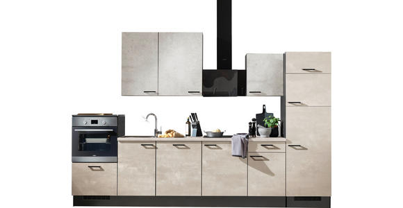 KÜCHENLEERBLOCK 340 cm   in Graphitfarben, Weiß, Sandfarben  - Sandfarben/Schwarz, Design, Holzwerkstoff/Metall (340cm) - Xora