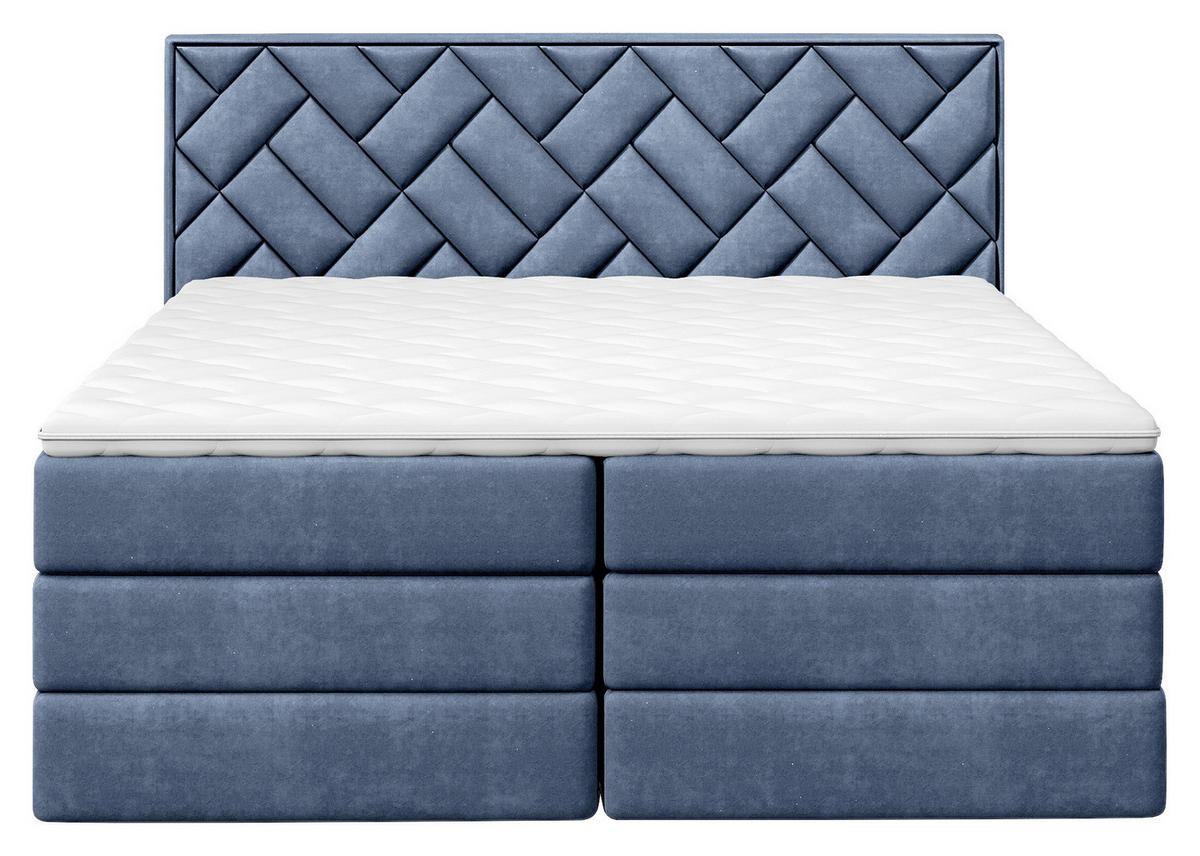 BOXSPRINGBETT 180/200 cm  in Dunkelblau  - Schwarz/Dunkelblau, Modern, Holzwerkstoff/Kunststoff (180/200cm) - MID.YOU