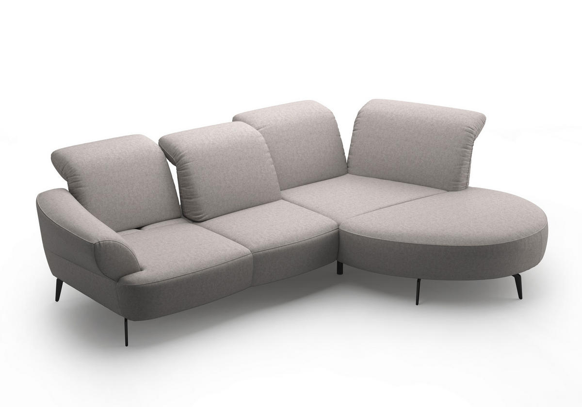 ECKSOFA DANCE E Hellgrau Flachgewebe  - Hellgrau/Schwarz, MODERN, Textil/Metall (313/208cm) - Sit & More
