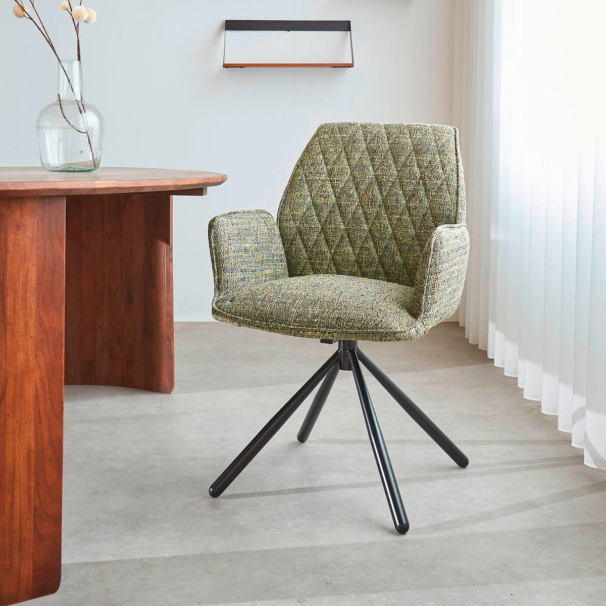 SADA ŽIDLÍ S PODRUČKAMI 2 kusy - černá/zelená, Moderní, kov/textil (57,5/92/52cm) - MID.YOU